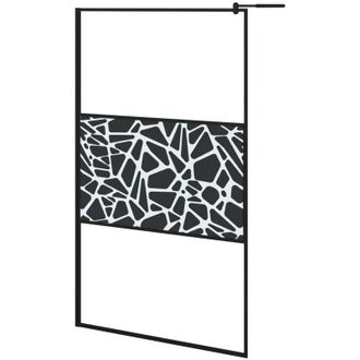 vidaXL Vidaxl - Mampara Ducha Vidrio Esmerilado Dise&ntilde;o Piedras Negro 115x195 Cm