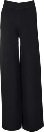 Max Mara Stretch Viscose Broeken - Dames - Wijde Broeken - Zwart - L - Polyester - Broeken
