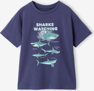 Vertbaudet Jungen T-Shirt mit Tierprint, Recycling-Baumwolle schieferblau