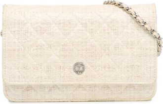 Chanel Pre-owned Cross Body Bags, female, White, Size: ONE SIZE Pre-owned Chanel Mini Flap Bag in Beige Tweed