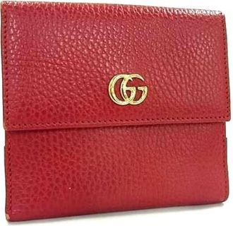 Gucci Red Color Leather Wallet (Bi-Fold) (Pre-Owned)