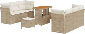 vidaXL Vidaxl - Conjunto De Sof&aacute; De Jard&iacute;n 9 Pcs Beige Y Crema 90 X 55 X 71 Cm