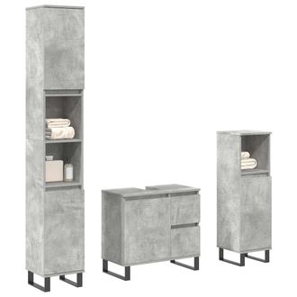 Berkfield Home 3 Piece Bathroom Furniture Set Concrete Grey Engineered Wood