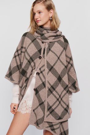 Barbour Vienna Tartan Wool-Blend Cape with Scarf