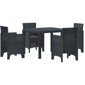 vidaXL Conjunto De Comedor De Jard&iacute;n 5 Pcs Antracita Ratan Polt Vidaxl