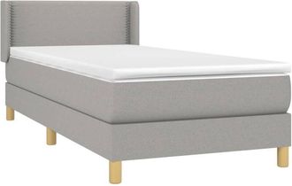 vidaXL Cama Box Spring Con Colch&oacute;n Tela Gris Claro 90x200 Cm Vidaxl