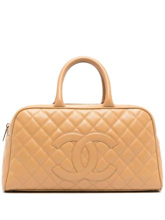 Chanel 2003 CC diamond-quilted bowling bag - Yellow