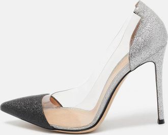Gianvito Rossi Black/silver Glitter And Pvc Plexi Pumps