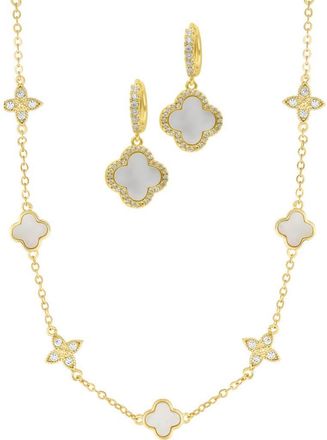 Adornia Clover Drop Earrings & Station Necklace Set in Gold at Nordstrom Rack