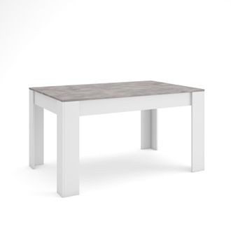 Skraut Home Skraut Home - Mesa Comedor, Mesa Fija Cocina Y Sal&oacute;n, 140x90x76 Cm, Para 6 Comensales, Muebles Comedor, Estilo Moderno, Gris Cemento Y Blanco