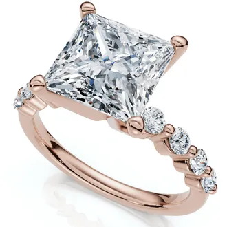Pompeii3 Certified Monica Princess Cut 3 1/2Ct Diamond Engagement Ring 14k Gold Lab Grown