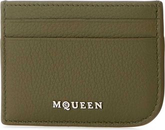 Alexander McQueen Mens Card Case Green Leather Wallet
