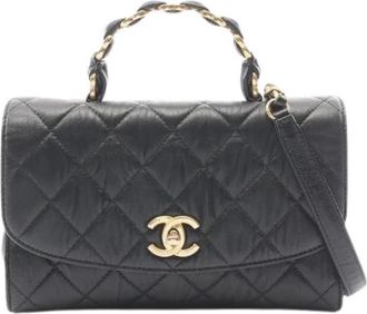 Chanel Pre-owned Matelasse Leren Handtas - Dames - Vintage Handtas - Zwart - ONE Size - Leer - Vintage