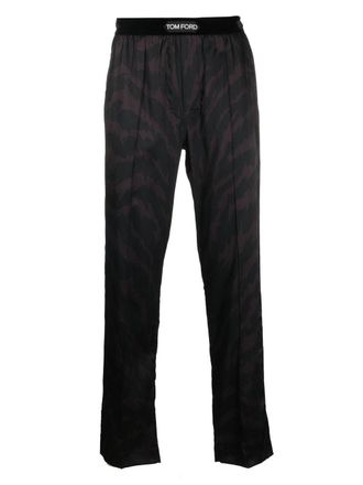 Tom Ford Pyjamabroek met logoband - Zwart