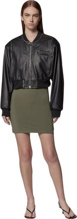 John Richmond Zwarte imitatieleren bomberjack met geribbelde details - Dames - Bomber jackets - Zwart - M - Leer - Jassen