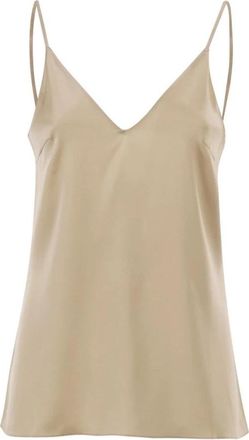 Brunello Cucinelli Stretch Zijde Satijn Camisole - Dames - Tops zonder mouwen - Beige - XS - Satijn - Tops