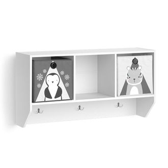 Vicco Estante De Pared Para Habitaci&oacute;n Infantil Luigi, Blanco, 107.2 X 56 Cm Con 2 Cajas Plegables Opt.1, Vicco