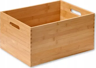 KESPER Caja Apilable De Madera Marr&oacute;n En Bamb&uacute;