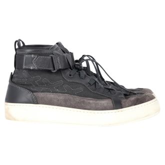 Ermenegildo Zegna Couture Hoge Sneakers van Zwart Canvas en Leer