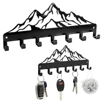 No Brand Soporte Met&aacute;lico Para Llaves De Pared, Ganchos Para Llaves, Organizador Autoadhesivo Para Apartamento, Hogar, Cocina, Oficina, Decoraci&oacute;n (negro, 26 X