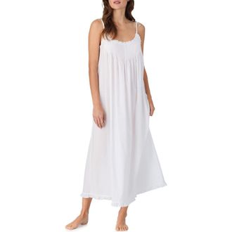 Eileen West Sleeveless Ruffle Trim Ballet Nightgown in White at Nordstrom, Size X-Small