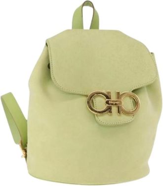 Ferragamo Pre-owned Backpacks, female, Green, Size: ONE SIZE Pre-owned Suede Backpack