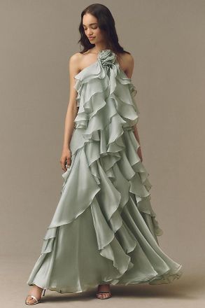 Mac Duggal Trapeze Halter Gown