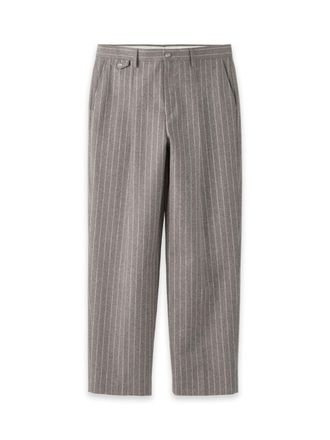 Paul Fredrick Stripe Single Pleat Wide Leg Trouser
