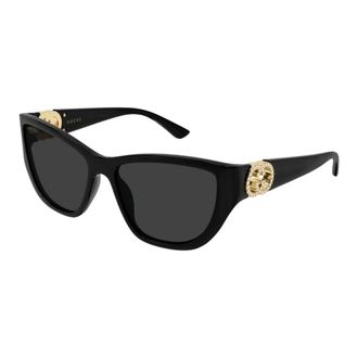 Gucci Square Cat-eye Sunglasses - female - Gucci - Sunglasses - Black - 56 MM - Accessories