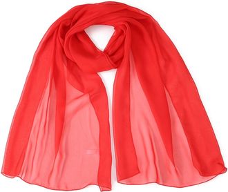 World of Shawls Elegant Sheer Chiffon Scarf Wrap Soft Plain Neck Wrap Idea for Weddings & Evening Dresses 45x160cm (Red)