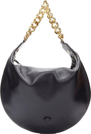 Versace Runway black medusa lamb leather gold tone chain hobo top handle bag