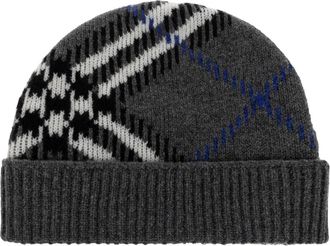 Burberry Berretto in misto cashmere con motivo Check - - Accessories - unisex - Grigio - ONE SIZE