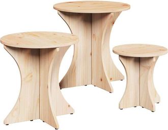 vidaXL Mesa De Caf&eacute; 3 Pcs Natural 46 X 46 X 47 Cm Vidaxl