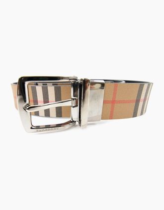 Burberry Mens Burberry Clark Reversible Leather Belt Black - Size: 105