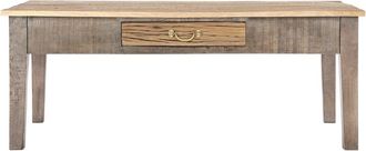 WOMO-DESIGN Mesa auxiliar de centro 117x70x45,5 cm de madera de mango con caj&oacute;n