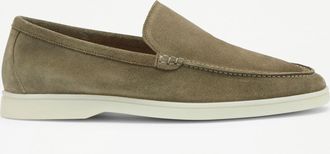 Russell & Bromley CARMEL Mens Green Suede Piping Detail Soft Slip On Shoe