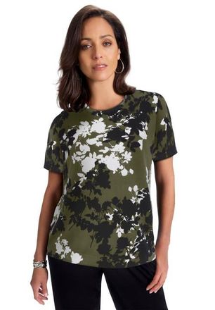 Jessica London Fine Gauge Crewneck Knit Shell in Green at Nordstrom, Size 36