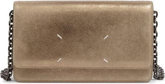 Maison Margiela Medium Metallic Leather Wallet On a Chain in Cream Gold at Nordstrom