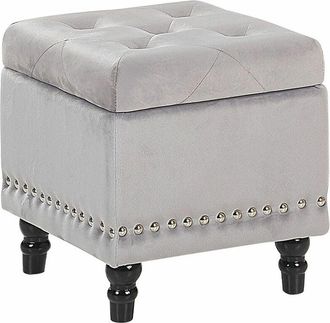 Beliani Beliani - Ottomana Classica in Velluto Grigio Chiaro con Spazio di Archiviazione Loretto