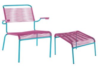 Schubiger M&ouml;bel Spaghetti-Lounger + Hocker S&auml;ntis mit Armlehnen