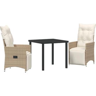 vidaXL Vidaxl - Conjunto De Comedor De Jard&iacute;n Con Coj&iacute;n 3 Pcs Beige Polirat&aacute;n