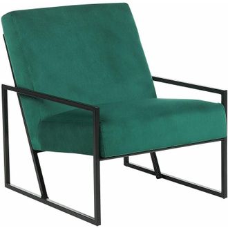 Beliani Poltrona moderna Verde Glam Sedia daccento Rivestimento in velluto Struttura in metallo nero Delary