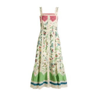 Etro Etro, Midi Dresses, female, Multicolor, Size: M Midi Dress with Lace Inserts and Floral Motif