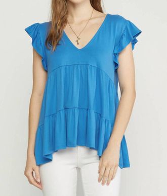 Entro Tiered Ruffle Babydoll Top In French Blue