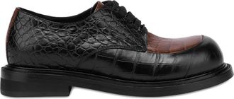 Moschino Derby schoenen met krokodillen-reliëf - Zwart