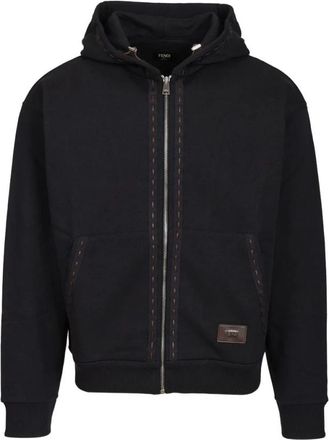 Fendi Katoenen Hoodie met Rits - Heren - Vesten met rits - Blauw - L - Katoen - Hoodies & sweatvesten