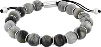 Robert Alton Mens Gray Tiger Eye Bead Bolo Bracelet