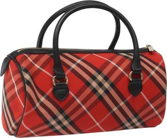Burberry Blue Label Checked Bowling Nylon Red Nylon Bag (Pre-Owned)