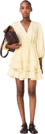Maje Short ruffled dress in Pale Yellow at Nordstrom, Size 34 Eu