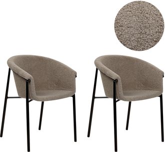 Beliani Beliani - Conjunto De 2 Sillas Gris Pardo Poli&eacute;ster Contempor&aacute;neo Comedor Ames